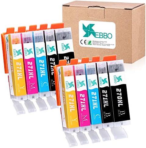 EBBO Compatible Ink Cartridges Replacement for Canon PGI-270XL CLI-271XL PGI-270 CLI-271 XL Compatible with Pixma TS5020 TS6020 MG5720 MG5722 MG5721 MG6820 MG6821 MG6822 Printer (5 Colors, 10-Pack)