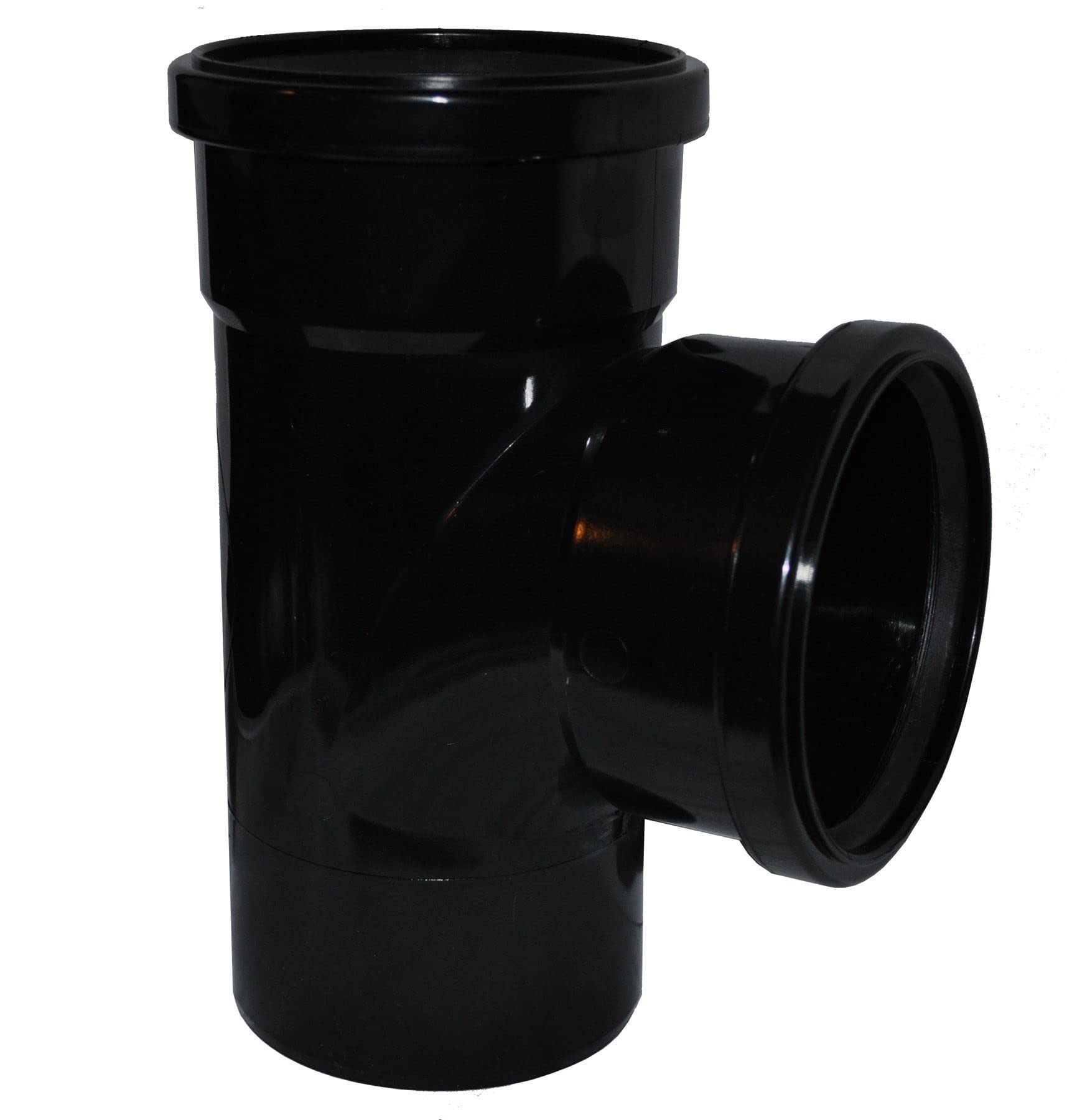 Tubo de tierra de doble zócalo Pushfit 90 grados Tee - Negro