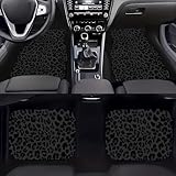 Universal Fit Car Floor Mats Set of 4Pcs, Black Leopard Prin All-Weather Front Rear Car Carpet Mats, Non-Slip Car Floor Mat Car Accessories for Automotive Trucks SUV Sedans Vans