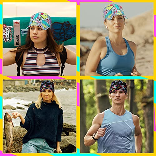 Yahenda 2 Pcs 80S 90S Retro Baseball Caps 3D Print Hats 80S Vintage Hat Men Women Adjustable Neon Cap For Beach Disco Party (Black, Green) #TOP5