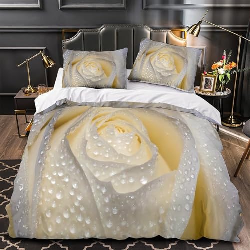 Housse de couette paon blanc 200x200 parure lit microfibre