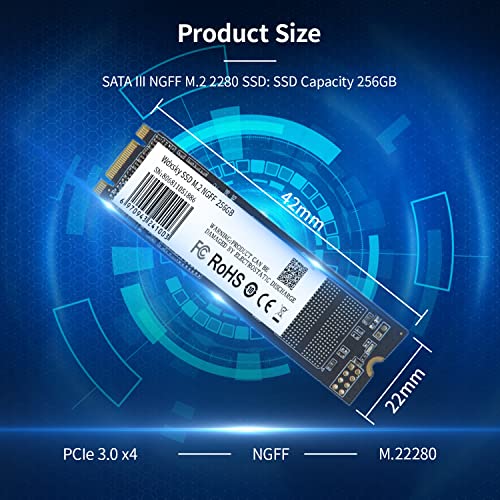 Image of SSD Internal Solid State Drive, 256GB M.2 NVMe SSD, 500Mbps MAX Read Speed / 430Mbps Max Write Speed, Compatible with NVMe & PCIe, Internal Solid State Drive for Laptop, Desktop and Gaming PC