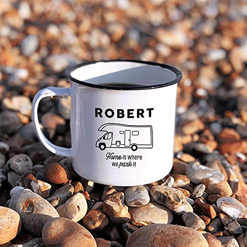 eBuyGB Personalised Motorhome Mug, 13oz Travel Camping Enamel...
