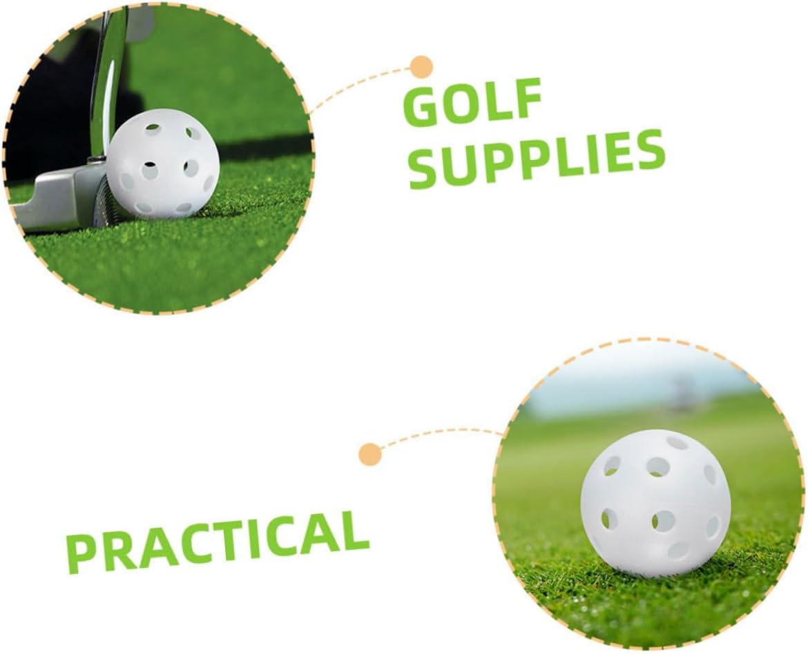 100pcs Indoor Outdoor Golf Training Balls White Hollow Practice Balls for Swing Golf Equipment with 26-Hole