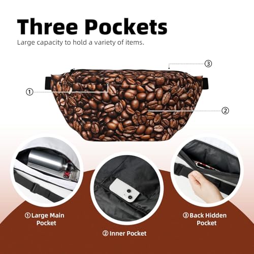 Sac banane de course imprimé grains de café torréfiés avec sangle - 4