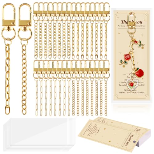 Image of Wurosi 32 Sets Keychain Making Kit for Bag Charm with Package,Gold