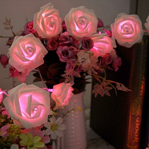 Leegoal Rose Flower Fairy String Lights 20LED Wedding Garden Party Christmas Decoration(White with p - //coolthings.us