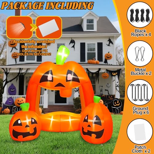 Kalolary 7ft Halloween-Aufblasbare Kürbis-Fotokabine, Aufblasbarer ausgefallener Kürbis-Fotorahmen mit integrierten LEDs… – Ansicht 4