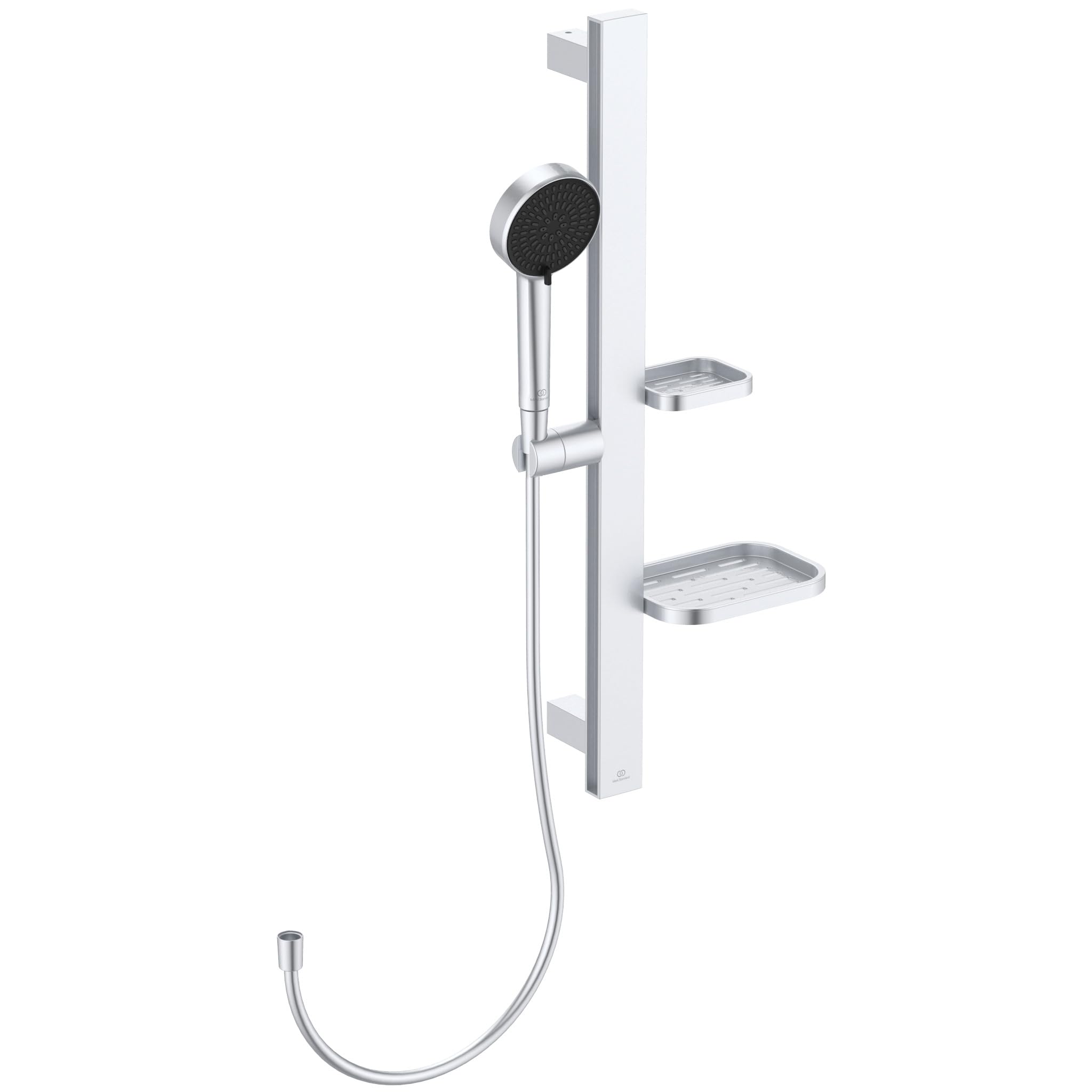 Ideal Standard Idealrain Alu+ Brausekombination, Wassersparender Duschkopf mit zwei Strahlarten (SilkRain und Rain) und verstellbaren Ablagen – Silber (349x157x600 mm)