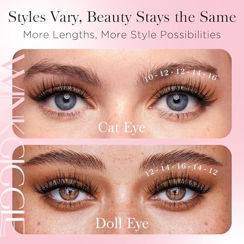 Image of Natural Lash Clusters Fluffy Eye Lash Clusters, 144pcs D Curled Wispy Volume Lash Extensions, DIY Individual Lashes Clusters with Soft Ultra-thin Band, 10-16mm (A14)