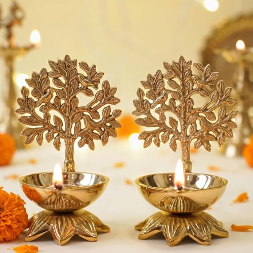 Best Navratri Home Decoration Items (2026) 35 Behoma 100% Pure Brass Handcrafted Kalpavriksha Diya for Puja - S...