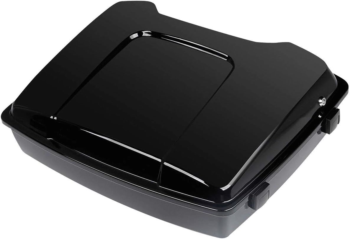 TCMT 5.5'' Black Razor Motorcycle Trunk Box w/Black Latch Keys Fits For Harley Touring 1997-2013 Road King Road Glide Street Glide Electra Glide1997-2013- Pack