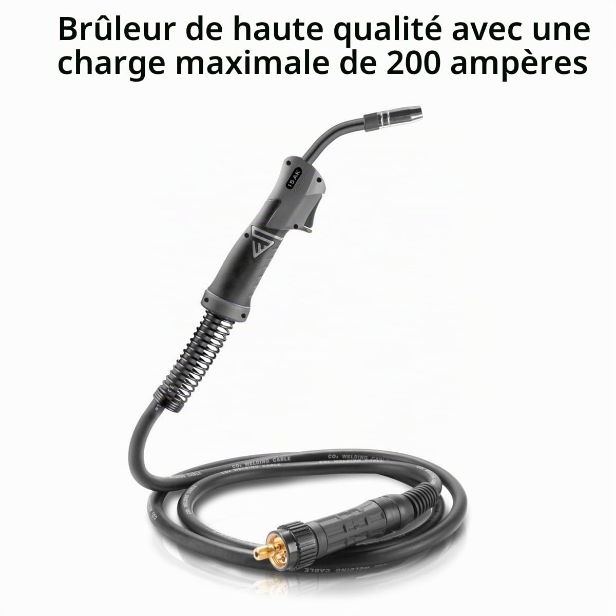 STAHLWERK AK15 | MB15 Torche de soudage avec 4 m de flexible, accessoires de soudage professionnels pour postes de soudage MIG MAG sous gaz protecteur avec raccord central européen
