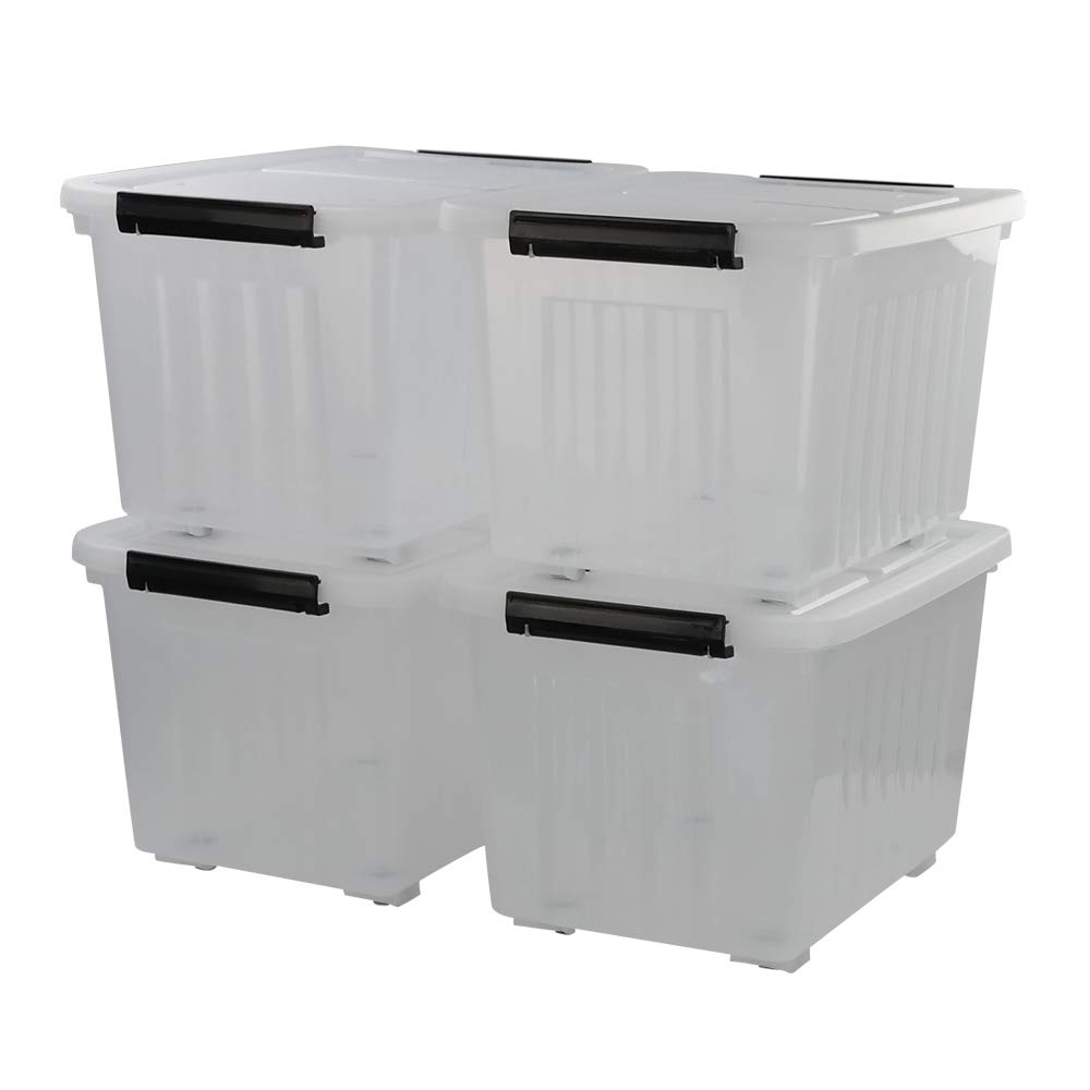 Buy Lesbye 4 x 30 Liter Large Storage Boxes, Plastic Latch Containers