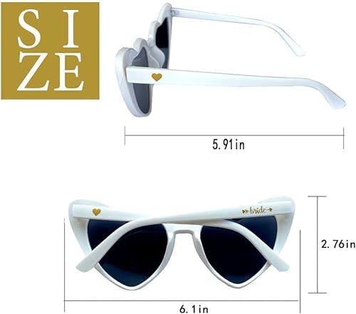 Miniatura 3 de PartyGifts&Beyond - Gafas de sol en forma de corazón para despedida de soltera, paquete de 10 lentes de sol para novia, regalo de escuadrón de novia