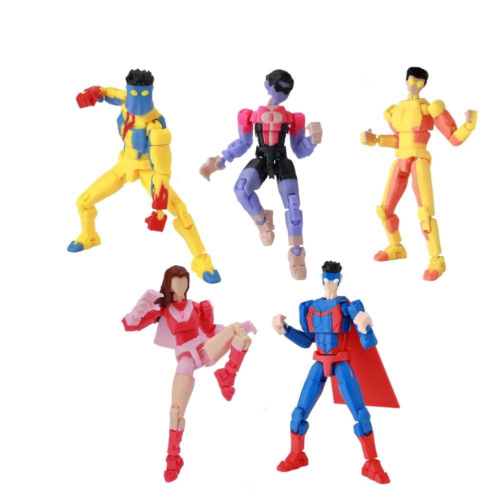 Jiumaocleu Mark Grayson Atom Eve Action Figure - Anime Oliver Grayson/Omni Man Articulated Collectible Figurine, 3D Printed Multi-Jointed Figures Decorations Gifts for Fans 13.5cm 6PCS