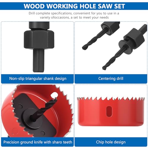 Lochsäge Set 19-127mm, 17-teilig Profi Lochsägen Set mit Auswurffunktion, Hochleistungs-Lochsägen aus Kohlenstoffstahl rostbeständig, für Bohrschrauber & Ständerbohrmaschinen