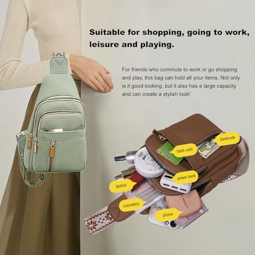 Leather Sling Bag for Women,Travel Small Sling Bag Crossbody Bags for Women-Vegan Leather Fanny Pack Crossbody Bags - Image 6