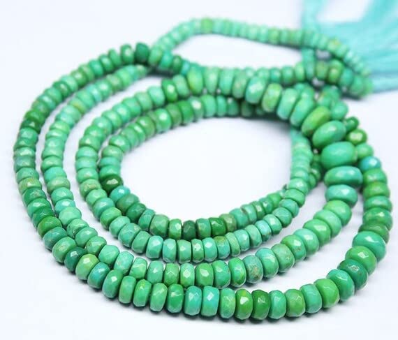 Turquoise verte de l'Himalaya perles rondelles facettées contre bijoux ternes