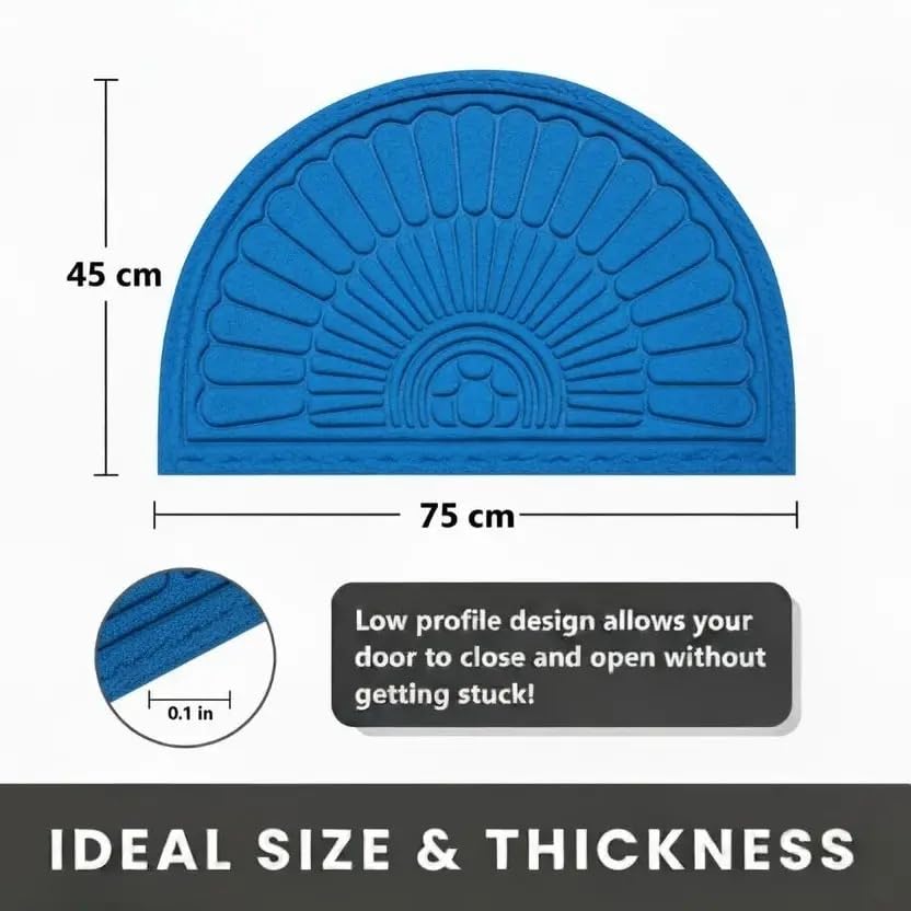 Image of Premium Half Round Anti-Skid Door Mat for Home Entrance | Heavy-Duty Front Door Mat for Indoor & Outdoor Use | Dirt Trapper Floor Rug for Living Room, Balcony, Bathroom & Main Door
