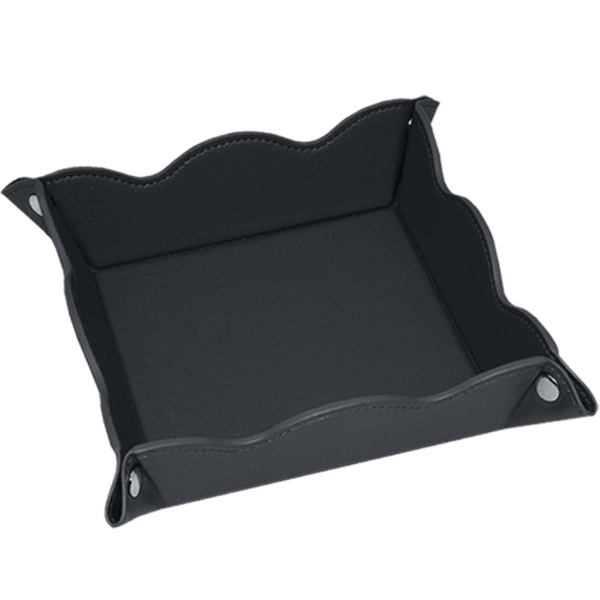 ABCHCHS Valet Tray for Men Women - PU Leather Travel Catchall Tray Organizer - Desk Bedside Nightstand Storage Box for Jewelry Key Phone Remote Controller Wallet Watch Glasses Coin Readers -Black
