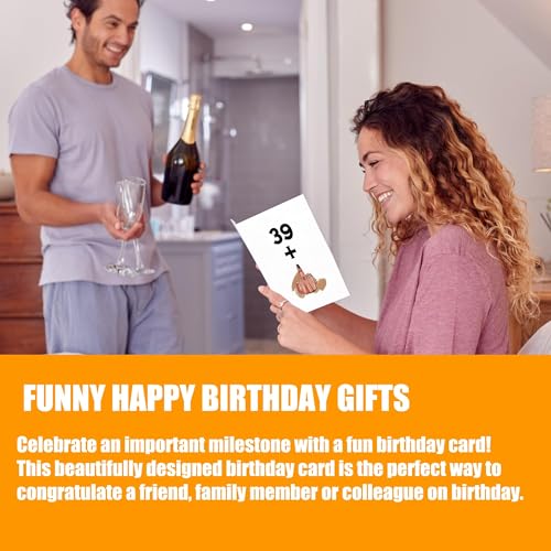 Funny 40th Birthday Card for Women - Rude Happy 40 Years Old Greeting Note for Sister Best Friend Her - Joke 39 Plus One Middle Finger Banter Gift for Female Bestie - 12x17cm - Image 3