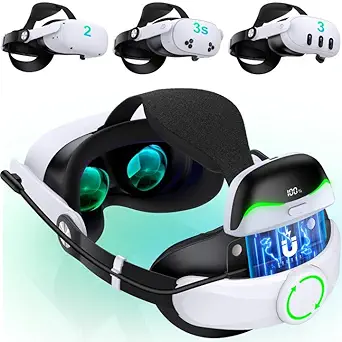 NinjajoyOX Head Strap for Meta Quest 3S/Quest 3/Quest 2 with 6700mAh Battery, Adjustable Elite Strap Replacement for Enhanced Comfort Support of VR Headset