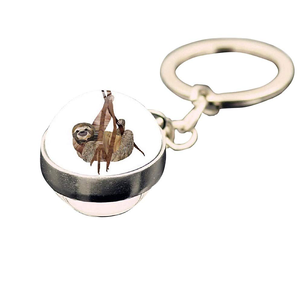 The Crafty Owl Glass Ball Sloths Key Chains. Single Item or Set of 3 Random Designs (04)