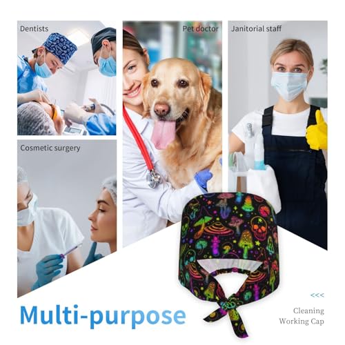 Image of Breathable Working Cap with Adjustable Sweatband Scrub Cap for Men /Women | Breathable Working Cap with Adjustable Sweatband Scrub Cap for Men /Women
