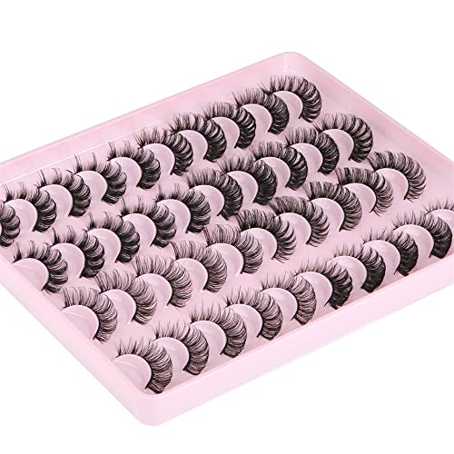 Ruairie False Eyelashes Natural Look Fluffy Wispy False Lashes Pack 20 Pairs 4 Styles Natural Lashes Russian Strip Lashes D Curl Cat Eye Fake Eyelashes Bulk #TOP5