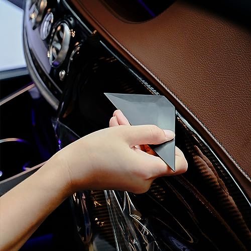 Image of FOSHIO Small Squeegee Window Tinting Tools, Triangle Car Wrap Vinyl Tucking Tool, for Wrapping, Wallpaper Smoothing, Film Application Kit (Black)