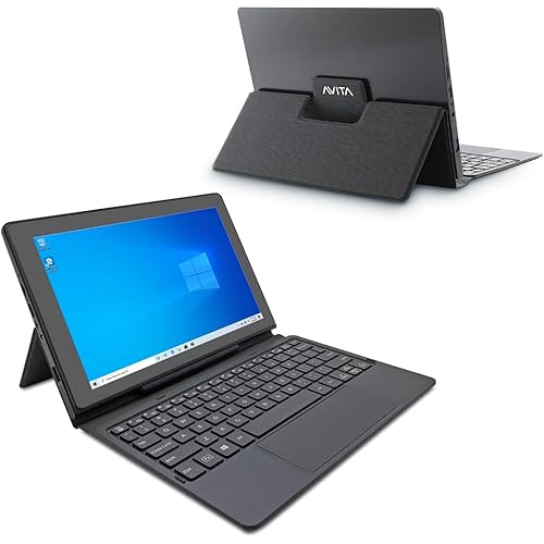 AVITA Magus II 10.1" HD Tablet with Detachable Keyboard, Windows 10, Intel Celeron N4000 Processor, 4GB Ram & 64GB Storage (Black)