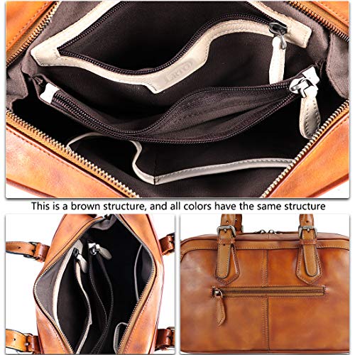 Genuine Leather Satchel Top Handle Handbag Purse For Women Handmade Retro Designer Large Capacity Crossbody Bag (Multicolor2) #TOP6