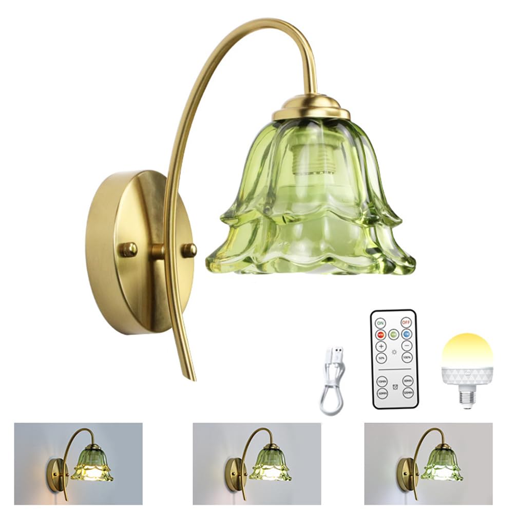 Lámpara de pared E27 verde con luz de 3 colores ideal para leer en la cama