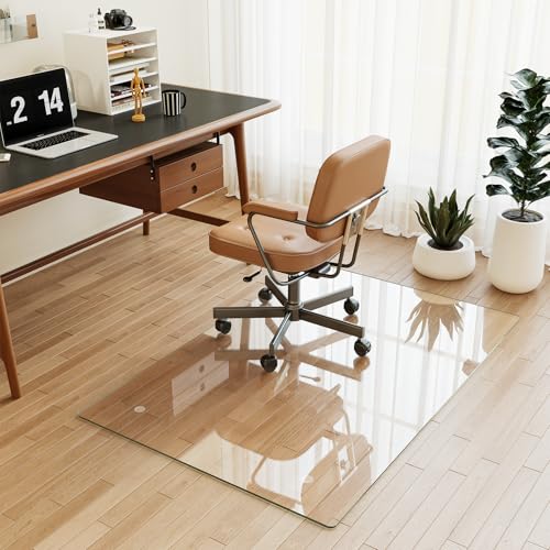 [Tempered Glass] 30' x 48' Glass Chair Mat, 1/5' Thick Office Chair Mat for Carpet or Hardwood...