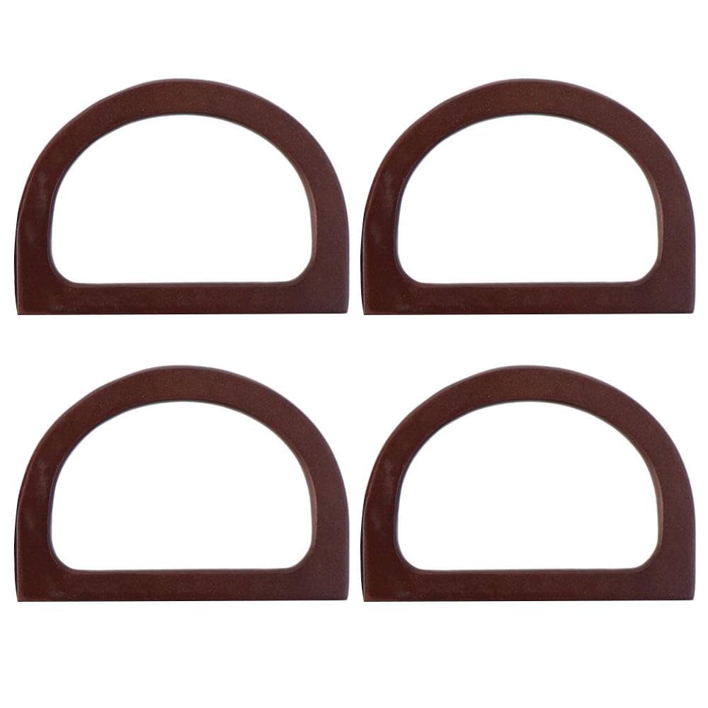 Uniquer 4 Pcs D-Shaped Handbag Purse Handle, Wooden Bag Handle Replacements for Handmade Hand, Beach Bag, Straw Bag