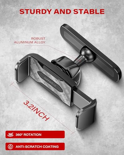 Image of APPS2Car Magnetic Phone Holder for Gym, Alloy Base and Joint for Strong Hold, 360 Adjustable, Compatible with 4.7-6.5 Inch iPhone & Android Phones, Gym Accessories Gift for Men Women