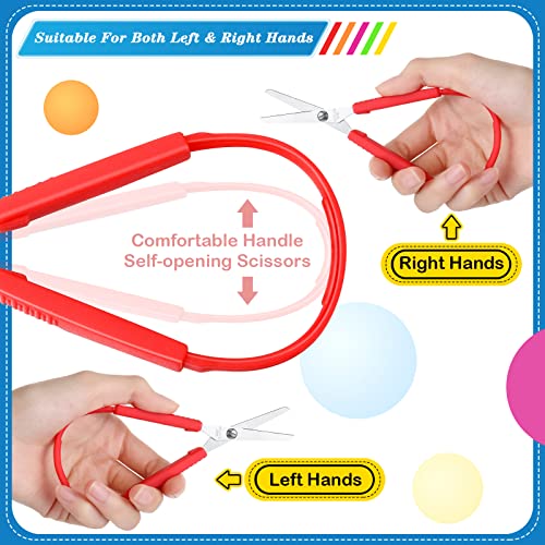 24 Pieces Mini Loop Scissors Colorful Grip Scissors Safety Kids Scissors 5.5In Adaptive Scissors For Kids Special Needs Scissors,Left Handed Scissors For Toddler Loop Handle Self Opening Scissors #TOP3