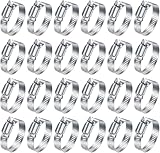 Hose Clamps 20PCS, Stainless Steel, Radiator Hose Clamps, Small size, 5/8– 1'(16-25mm) Worm Gear Hose Clamp Kit,Small Metal Pipe Clamp Set for Automotive,Plumbing,Intercooler