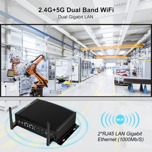 Image of BASOARO Fanless PC, Industrial Mini PC Core i7 10510U, 64GB RAM 512GB SSD, Gigabit Ethernet, 2 RS232 COM, 2HD DP Triple Display, 6 USB, Dual Band WiFi, BT, Micro Computer Win 11 Pro