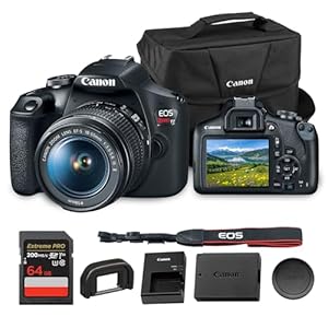 Canon EOS Rebel T7 DSLR Camera | 24.1MP APS-C CMOS Sensor with DIGIC 4+ Image Processor | Built-in Wi-Fi & NFC | EF Lens Compatible Beginner Photography Camera Kit with Shoulder Bag and 64GB Card