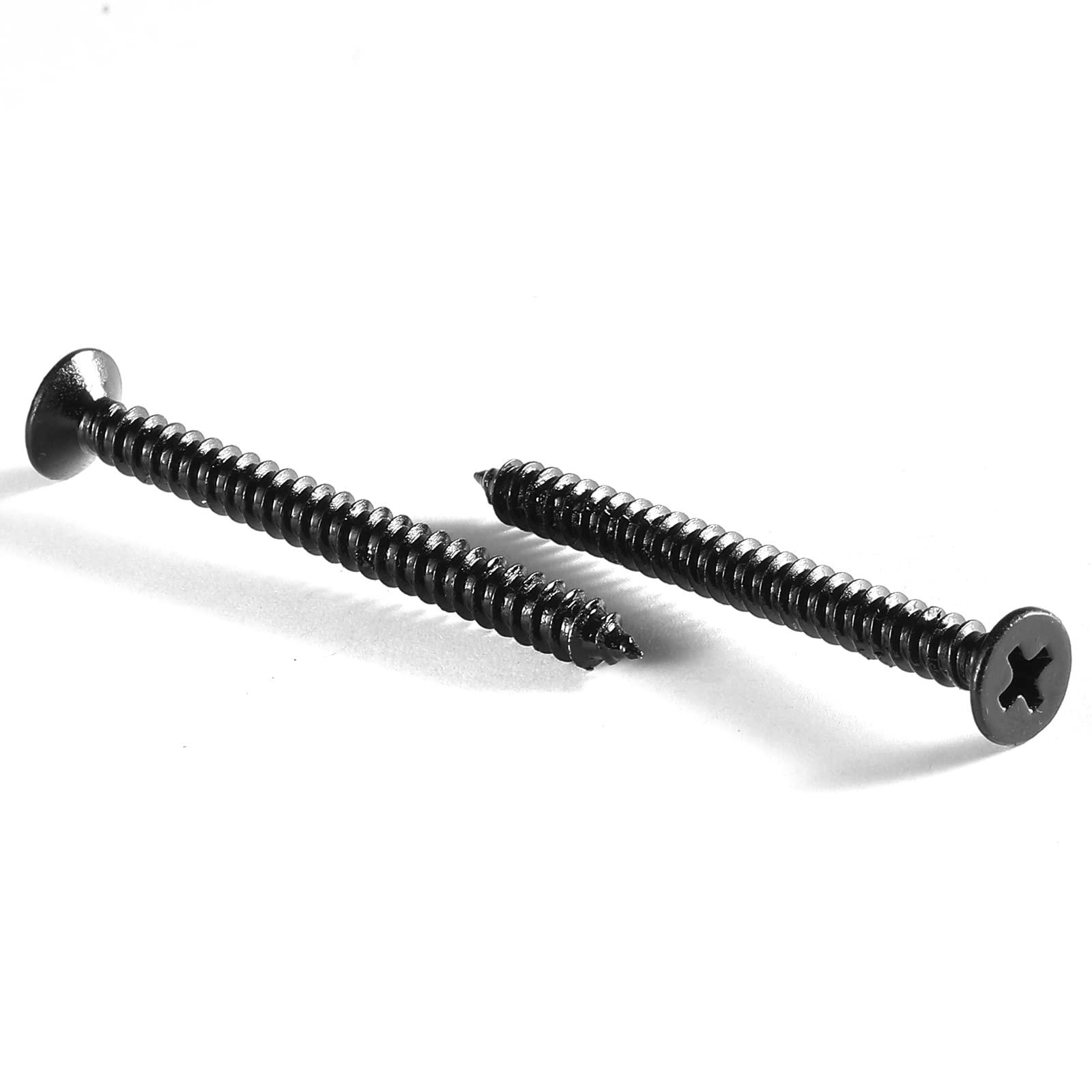 Lot de 100 vis à bois en acier inoxydable 18-8 (304) à tête plate Phillips auto-taraudeuses rapides à oxyde noir