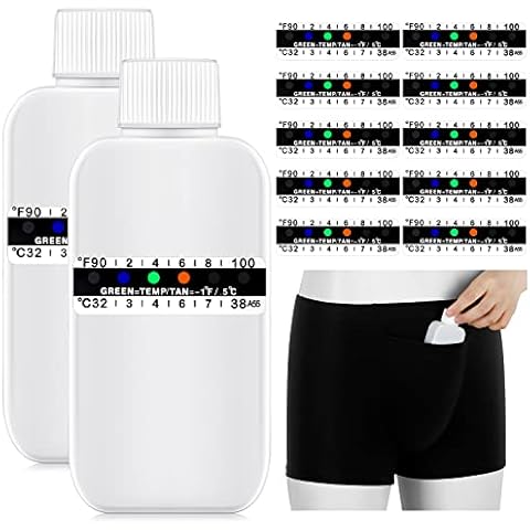 Jiuguva 13 Pcs Urine Test Complete Kit Includes 1 Lining Pocket Boxer Briefs 2 Portable Empty Urine Temperature Bottle 10 Adhesive Temperature Strips Urine Tester for Lab Testing (Large) Cover