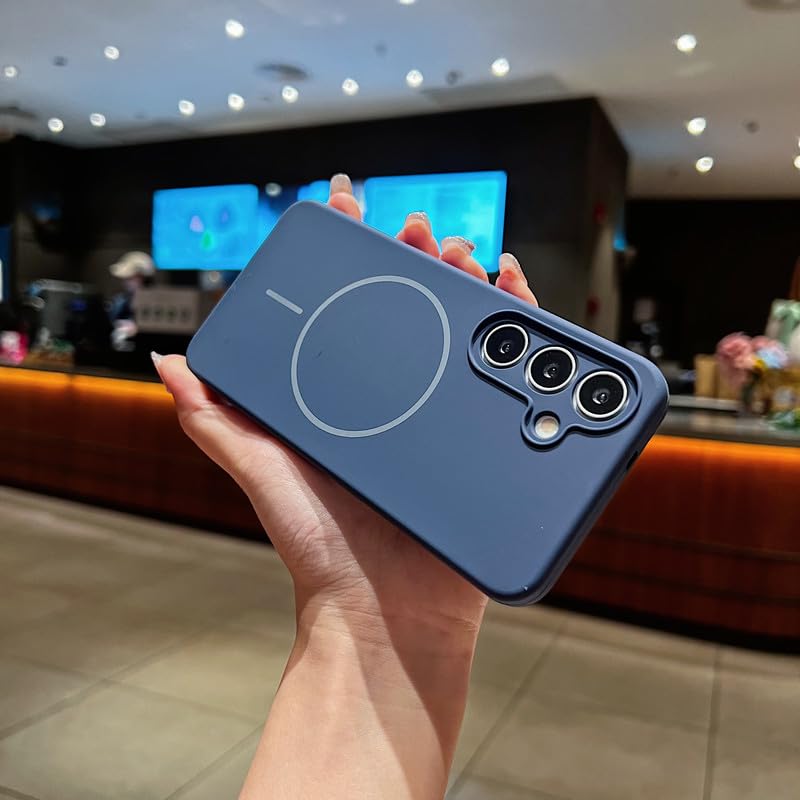 Image of LuxuryKase Silicone Magnetic Case for Samsung Galaxy S25 | Soft Microfiber Lining | MagSafe Support | Shockproof Protective Cover | Precise Cutouts | Slim Fit Design - Blue