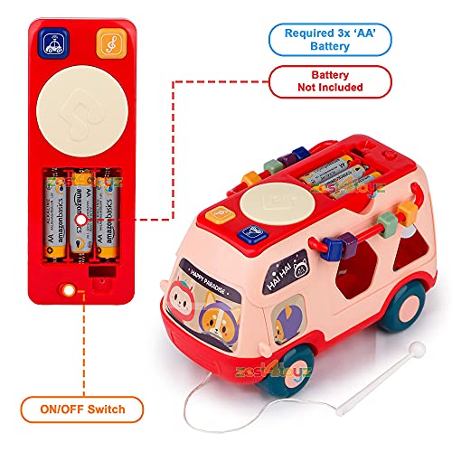 Image of Zest 4 Toyz Musical Bus Toy for Kids Xylophone Piano Keyboard with Shape Sorter Blocks Musical Toy for Kids Activity Learning Educational Toys Musical Instrument for Toddlers Boys Girls 18 Months+