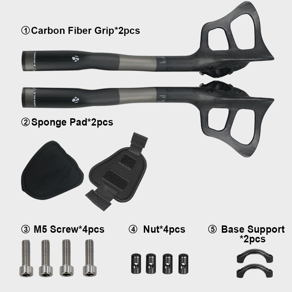 rxl SL Aero Bars, TT Bike Armlehne Lenker Carbon Faser AeroBar Triathlon 340 mm, grau