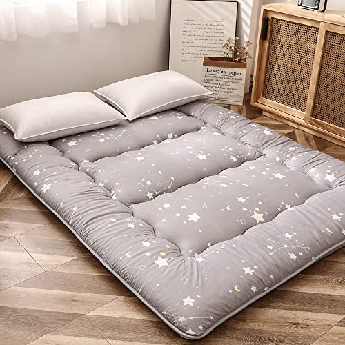 Maxyoyo Grey Constellation Japanese Floor Futon Mattress, Tatami Floor Mat Portable Camping Mattress Kids Sleeping Pad Foldable Rolling Up Floor Lounger Couch Bed With Mattress Protector, Twin #TOP3