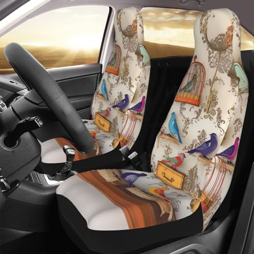 Housse de siège de voiture universelle oiseaux | Lot de 2 protections complètes auto et SUV