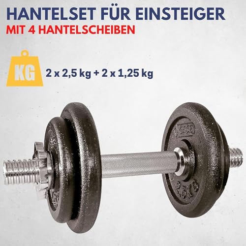Foto von BEST SPORTING Hantelset Kurzhantel Hanteln 10 kg aus Gusseisen mit Sternverschluss - Hantel verstellbar für Männer und Frauen - Für Dein Workout und Fitnesstraining Zuhause - Adjustable Dumbbell Set