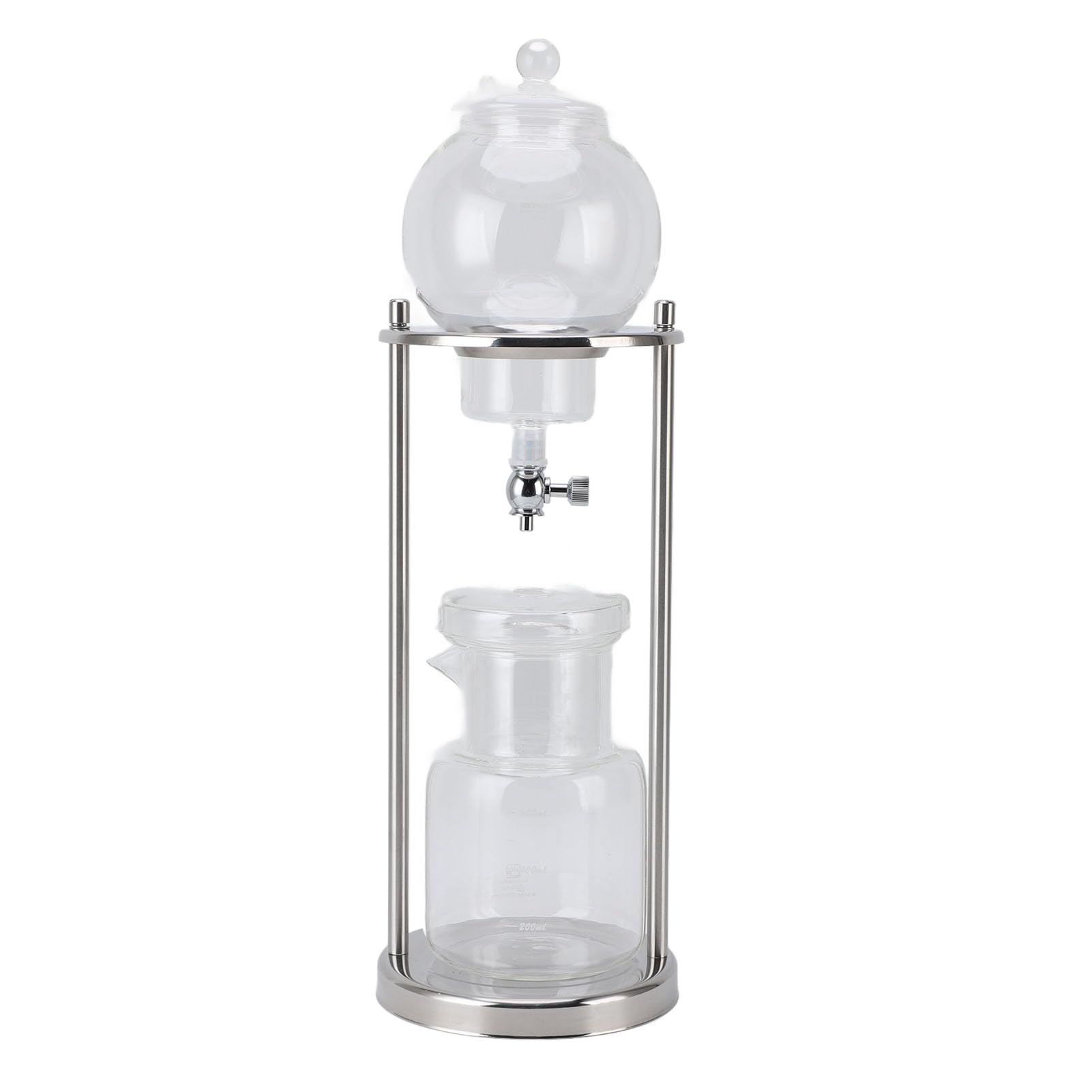 Cafetera con Gotero Ice Cold Brew, Diseño Moderno y Elegante para Oficina en Casa, Torre de Acero Inoxidable de Vidrio de 600ml